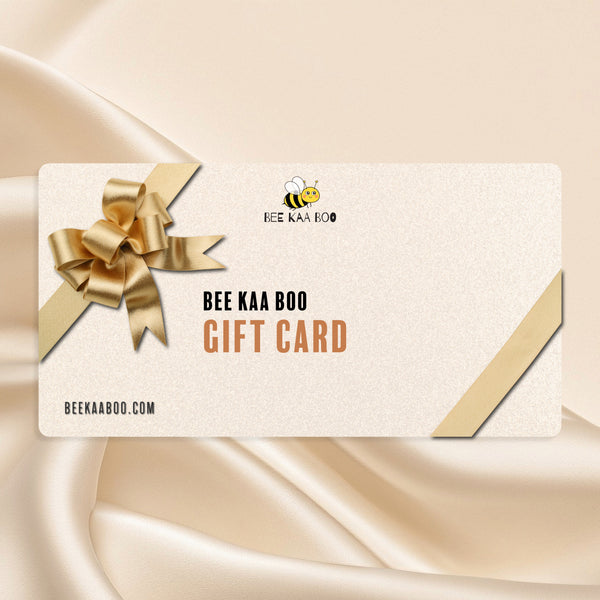 BEE KAA BOO Digital Gift Card – Beautiful beige and gold design with ribbon – beekaaboo.com