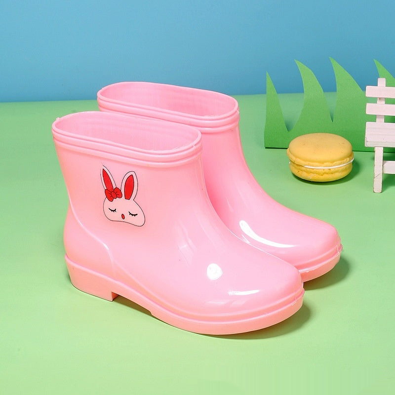 Cute bunny-themed pink rain boots for girls – waterproof and ready for fun – beekaaboo.com