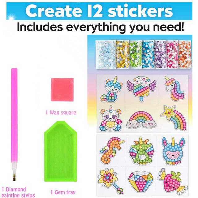 Complete 5D DIY diamond painting sticker kit with stylus, wax, gems and tray – creative craft for kids – beekaaboo.com