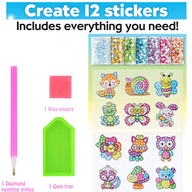 Complete 5D DIY diamond painting sticker kit with stylus, wax, gems and tray – creative craft for kids – beekaaboo.com