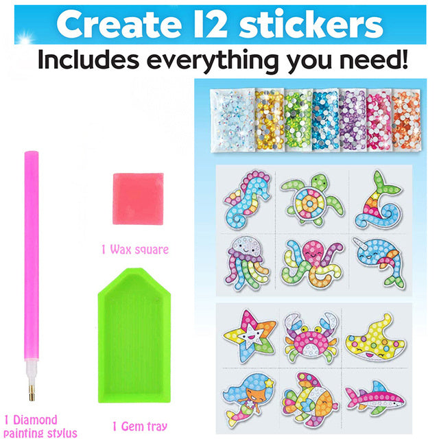 Complete 5D DIY diamond painting sticker kit with stylus, wax, gems and tray – creative craft for kids – beekaaboo.com