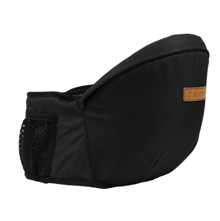 Side view of black ergonomic baby waist carrier with soft mesh and safety buckle – beekaaboo.com