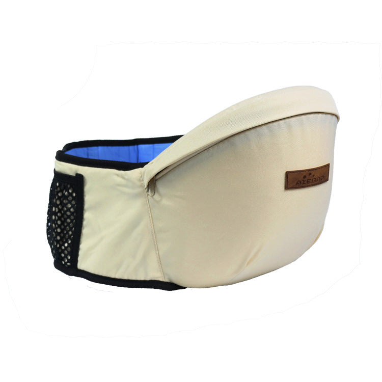 Creamy white ergonomic baby waist carrier with breathable mesh and secure waistband – beekaaboo.com