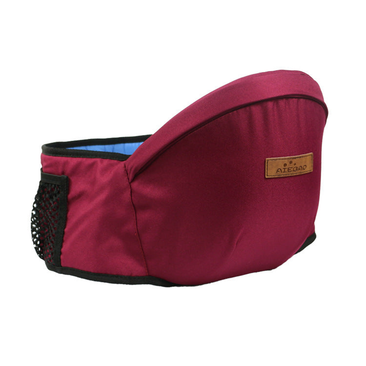 Red wine color ergonomic baby waist carrier with side storage and secure buckle – beekaaboo.com