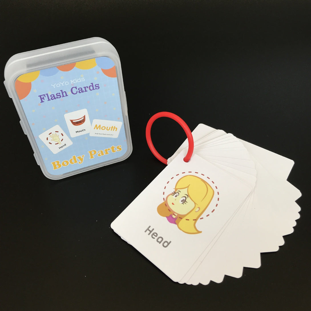 Flash cards teaching children body parts in English – waterproof durable design – beekaaboo.com