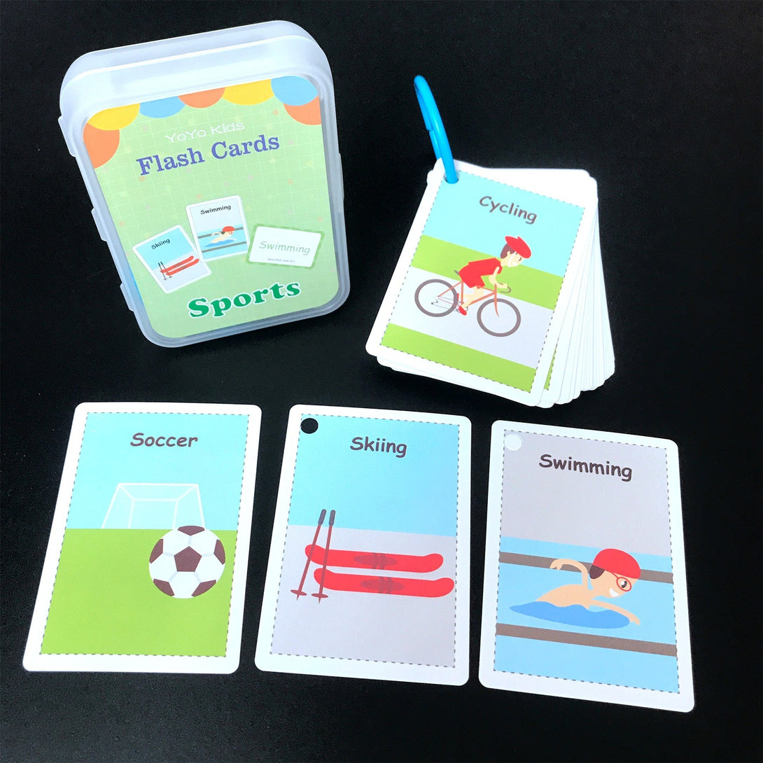 Flash cards teaching children sports in English – beekaaboo.com