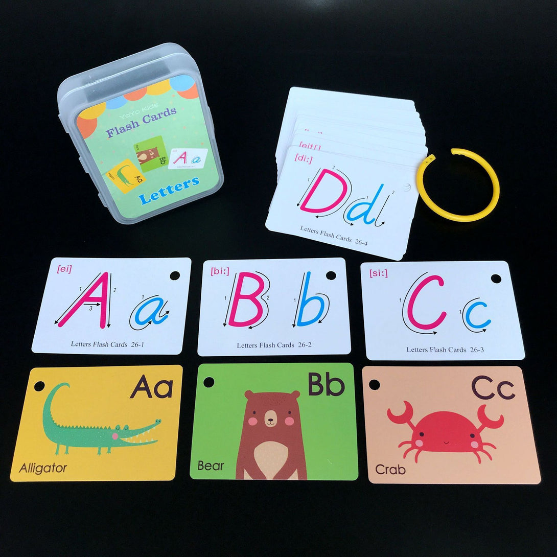 Flash cards teaching children letters in English – beekaaboo.com