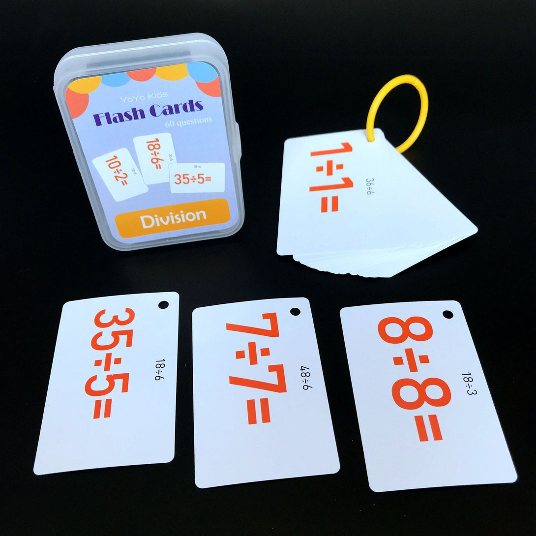 Kids math flash cards covering division – beekaaboo.com