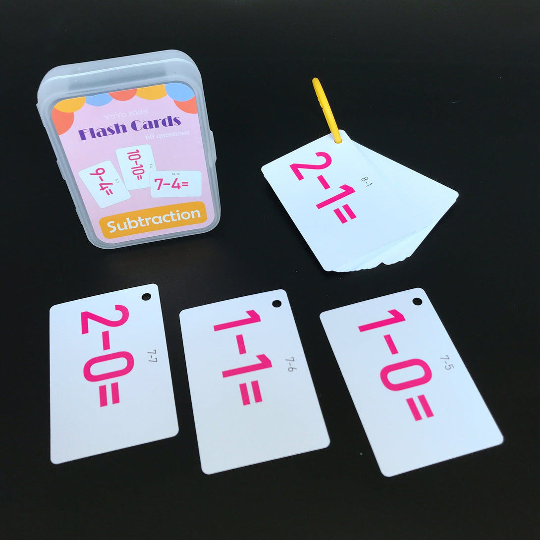 Kids math flash cards covering subtraction – beekaaboo.com