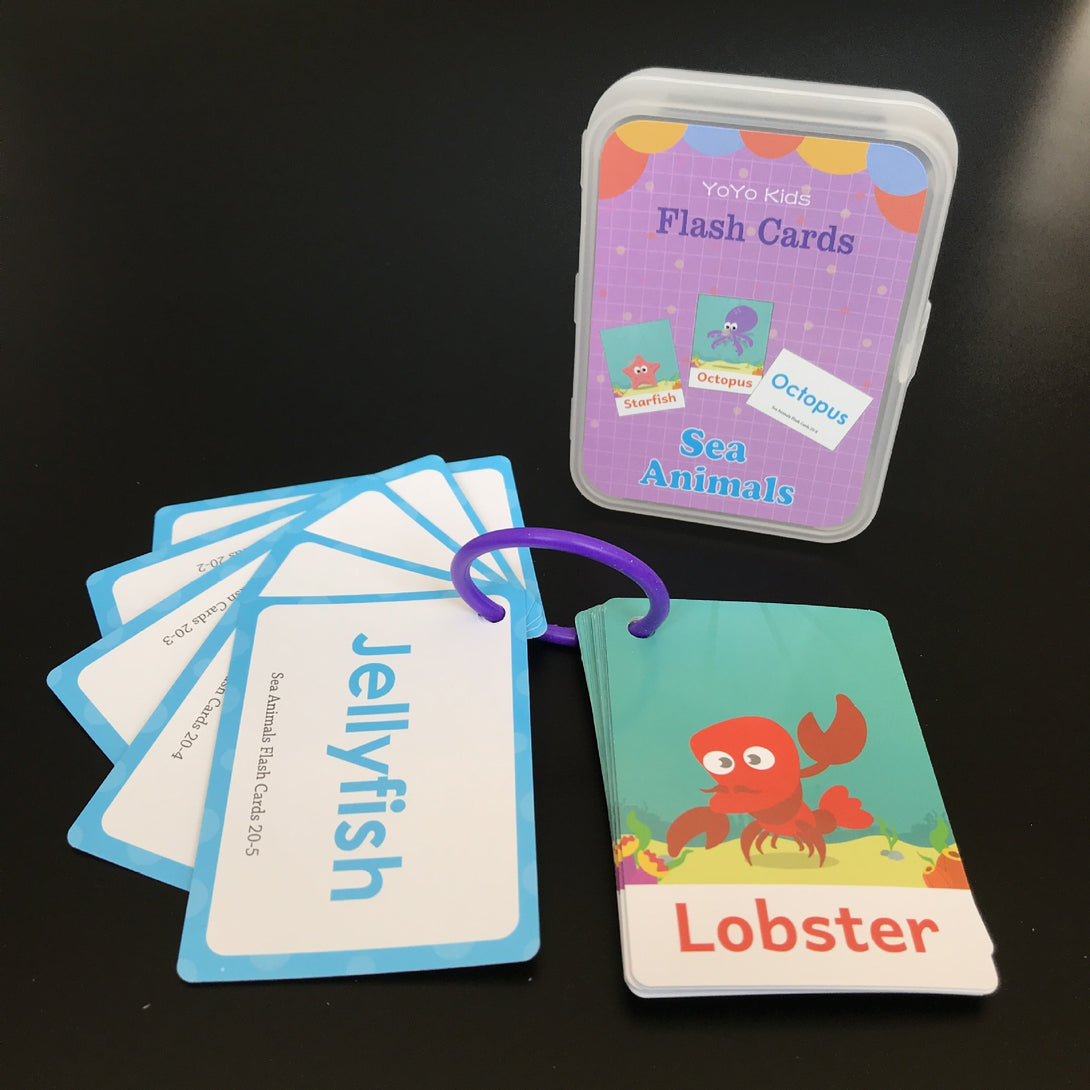 Fun sea animal flash cards for kids – interactive preschool learning toy – beekaaboo.com