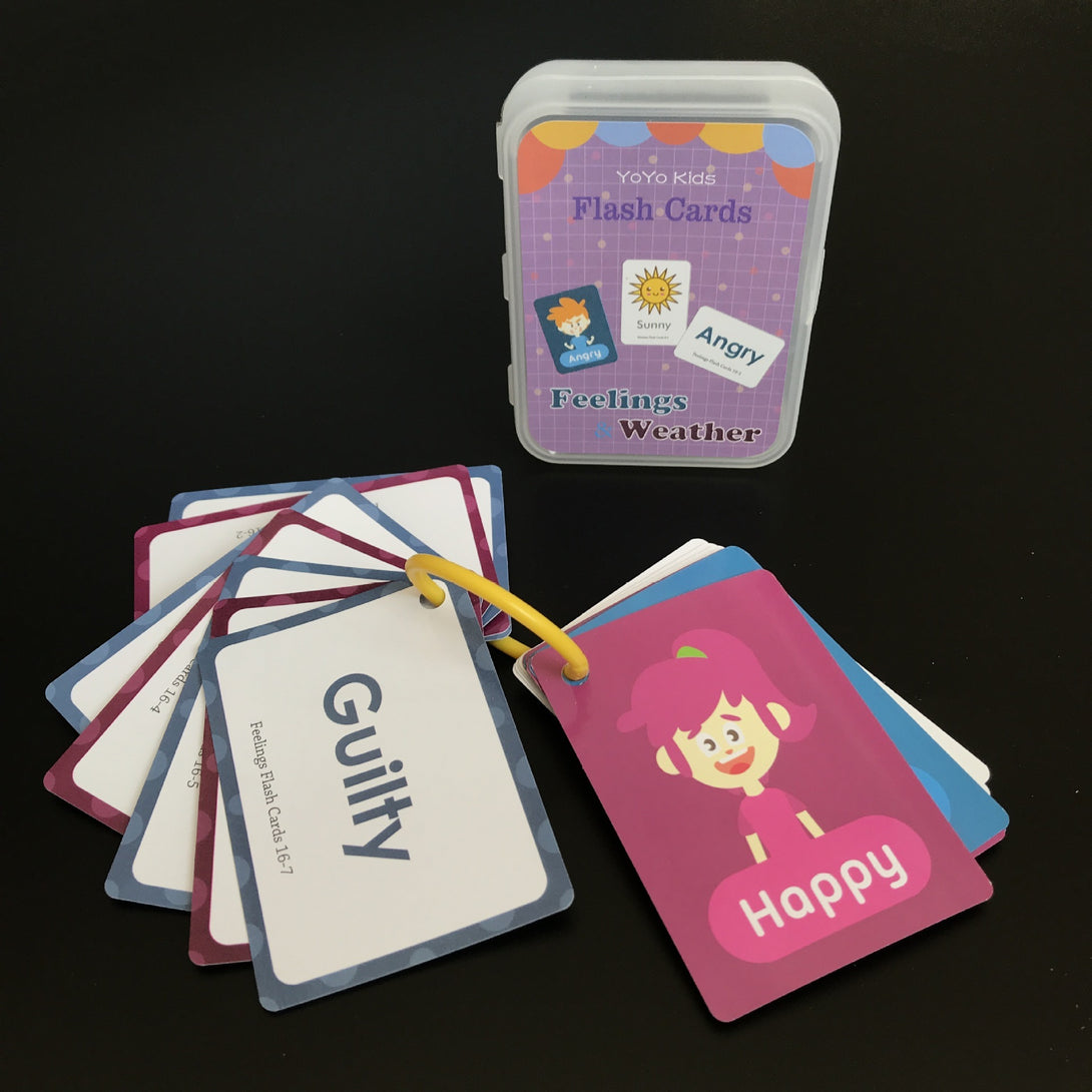 Flash cards for kids teaching moods, emotions, and weather conditions – beekaaboo.com