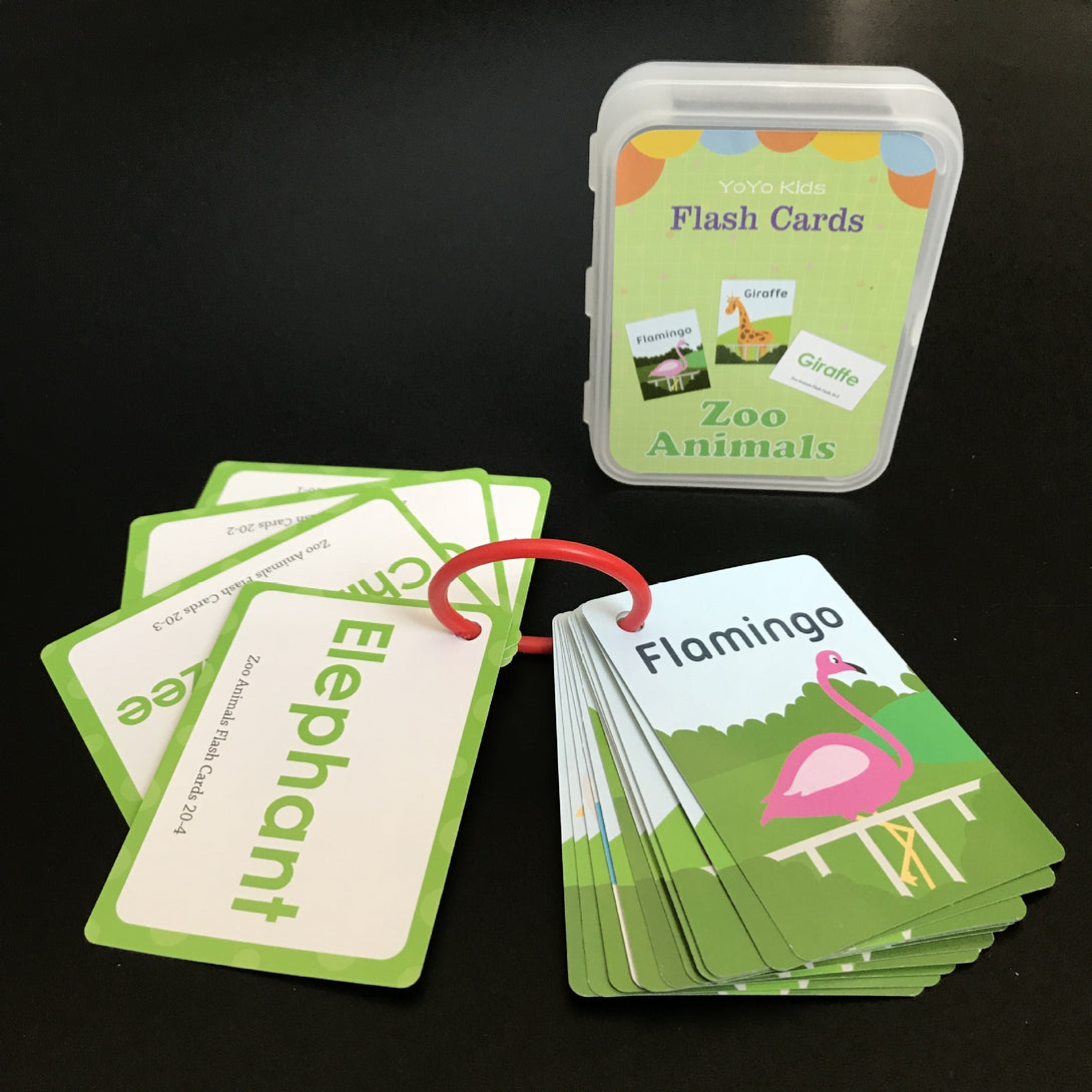 Fun zoo animal flash cards for kids – interactive preschool learning toy – beekaaboo.com