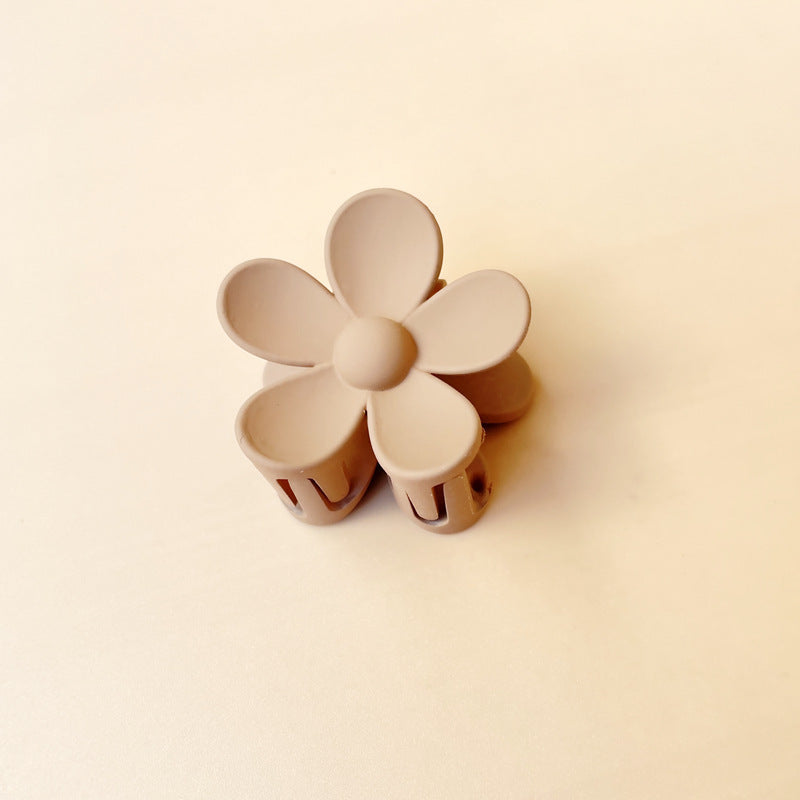 Matte frosted flower hair clip in Light Coffee Small  – soft resin claw clip for girls and women – beekaaboo.com