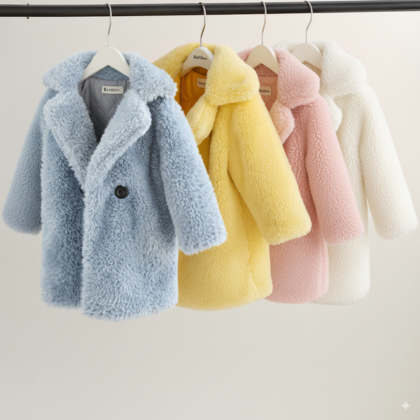 Premium barn fuskpälskappa – Elegant vinter- och höstytterkläder