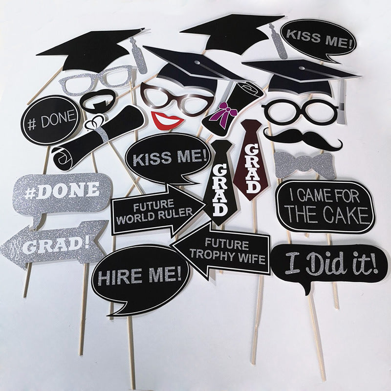 Silver and pink themed graduation photo props including stars, speech bubbles, and fun accents – beekaaboo.com