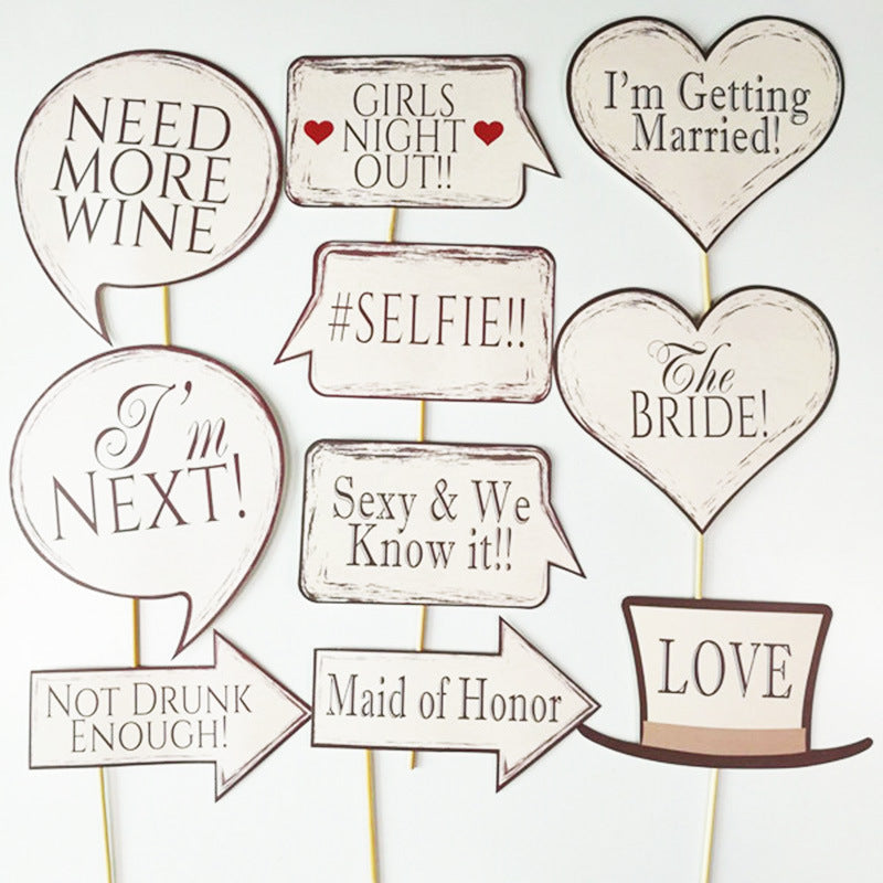 White wedding-themed photo props with elegant white and gold accents – beekaaboo.com