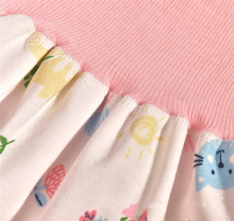 Close-up of soft wide waistband on pink cat belly protection pants – beekaaboo.com