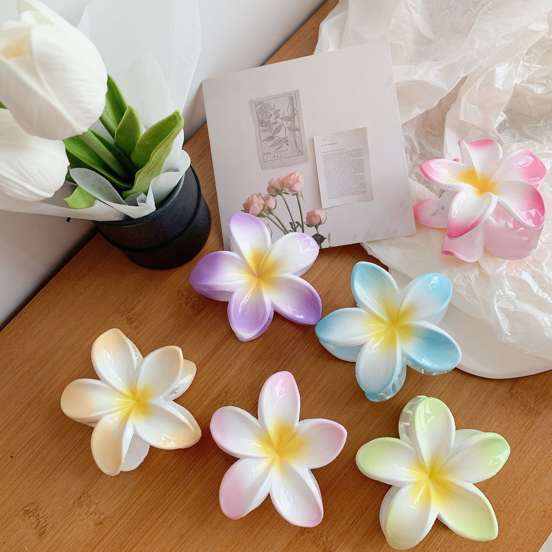 Mixed color display of Plumeria flower hair clips – stylish and functional hair accessories – beekaaboo.com