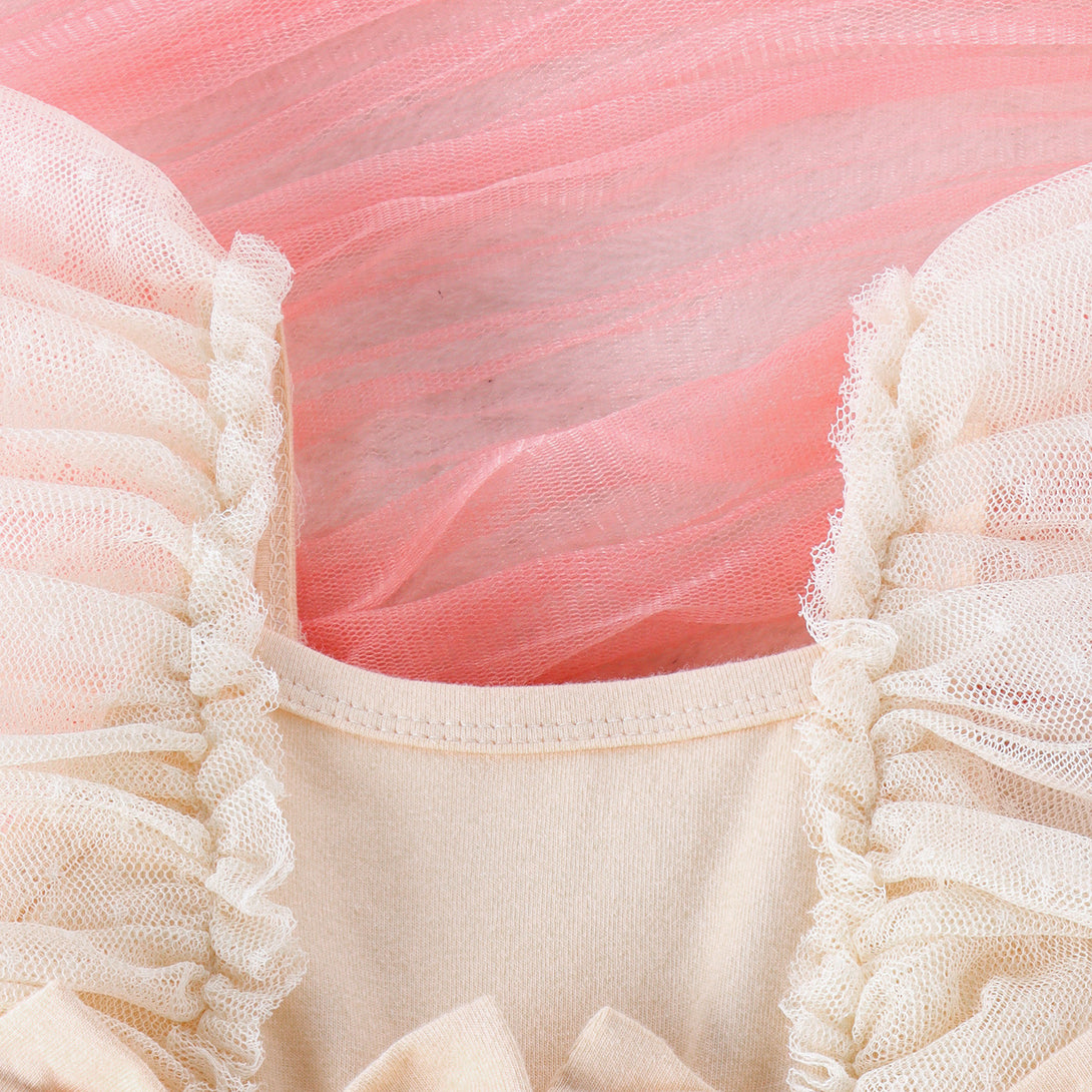 Soft breathable cotton texture close-up of baby girl summer jumpsuit – beekaaboo.com