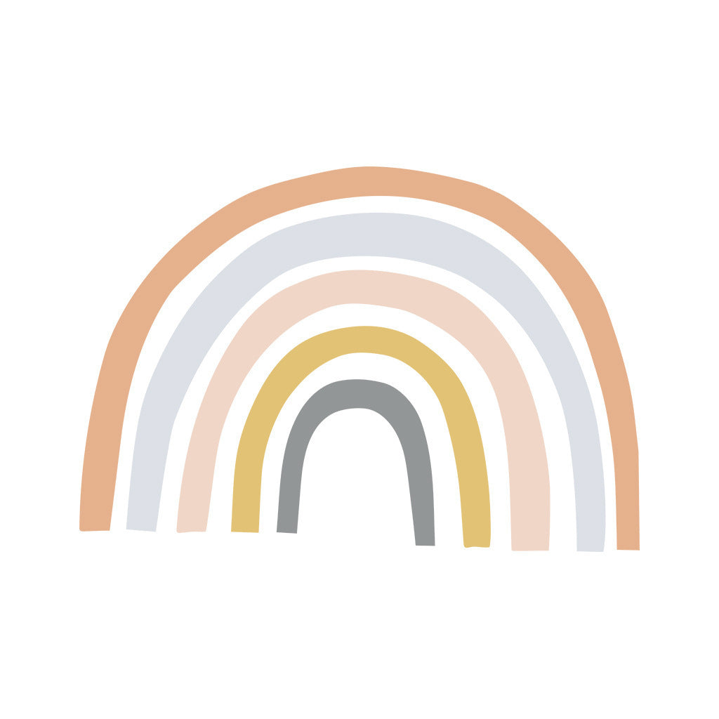 Minimalist rainbow wall sticker in warm pastel colors – waterproof wall decal – beekaaboo.com