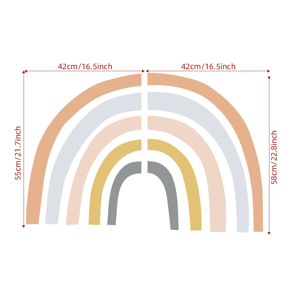 PVC rainbow wall sticker option B with dimensions 42x58 cm – waterproof kids mural – beekaaboo.com