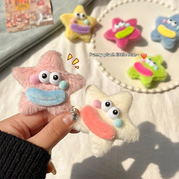 Assorted plush star-shaped duckbill clips in all available colors – handmade and cute – beekaaboo.com