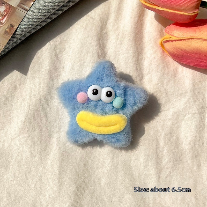 Blue plush star duckbill hair clip – soft handmade accessory for toddlers – beekaaboo.com