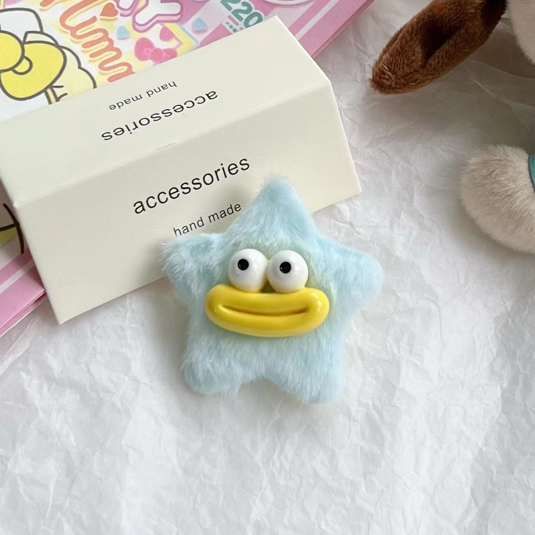 No.2 blue plush duckbill clip in star shape – fun and safe for toddler hair – beekaaboo.com