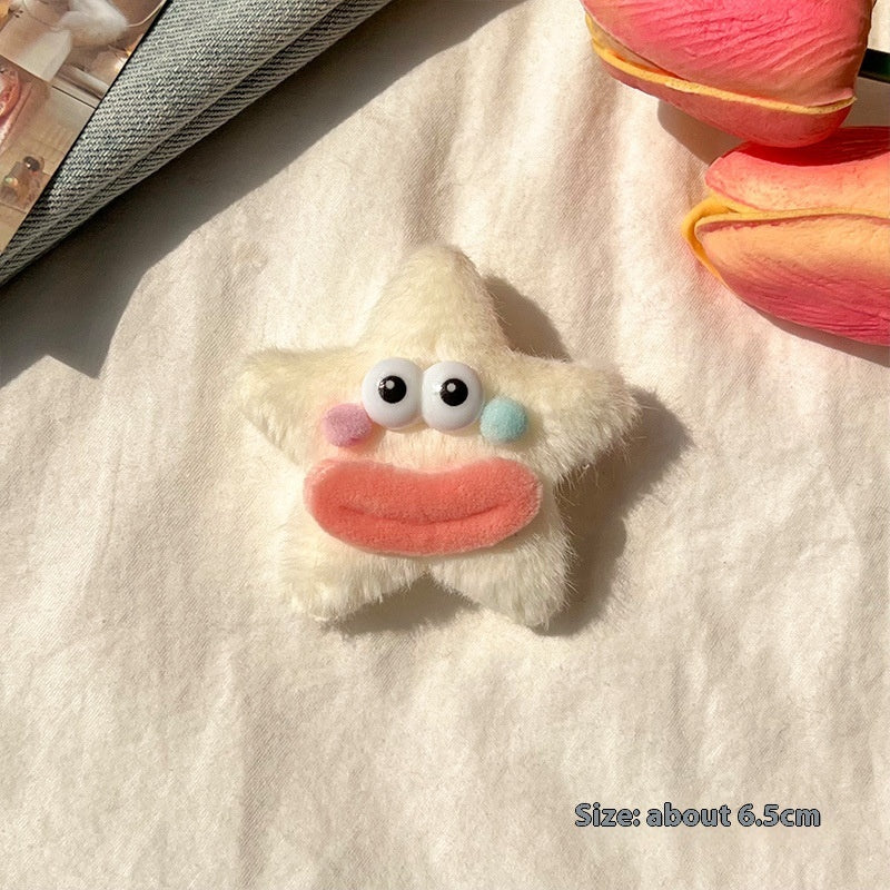 White star plush duckbill clip – soft and elegant for baby hair – beekaaboo.com