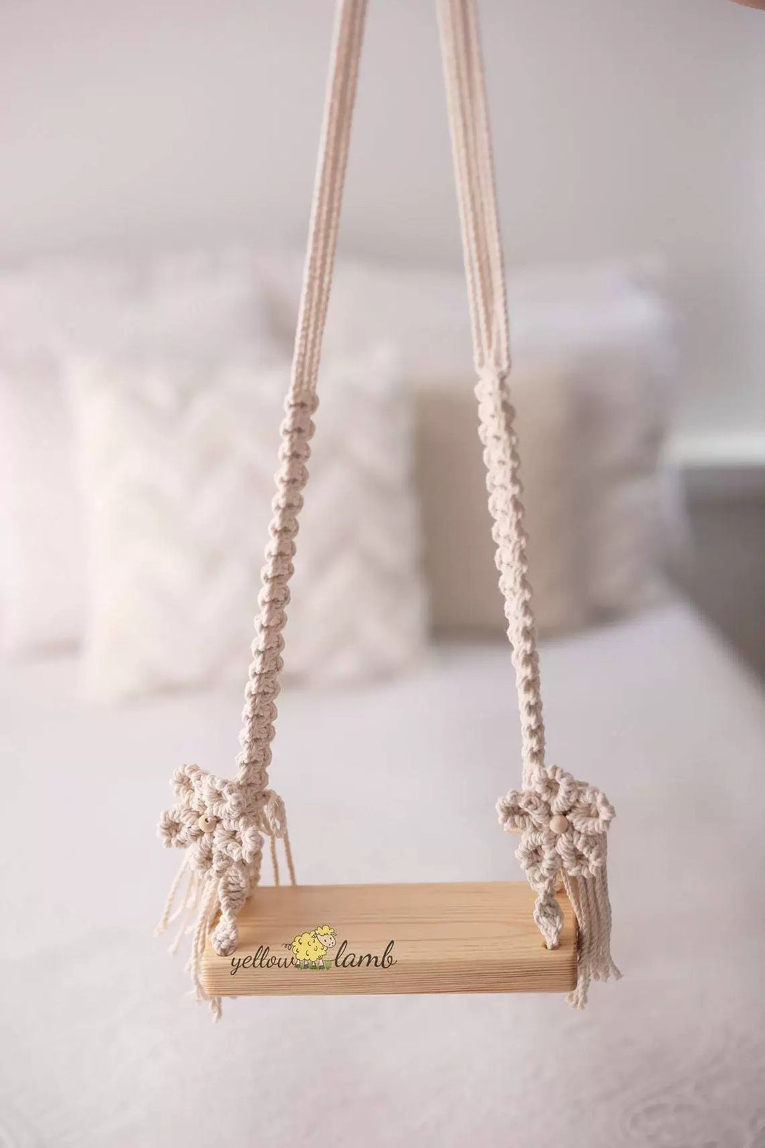 Beige version of wooden swing photo prop – perfect for baby pictures – beekaaboo.com