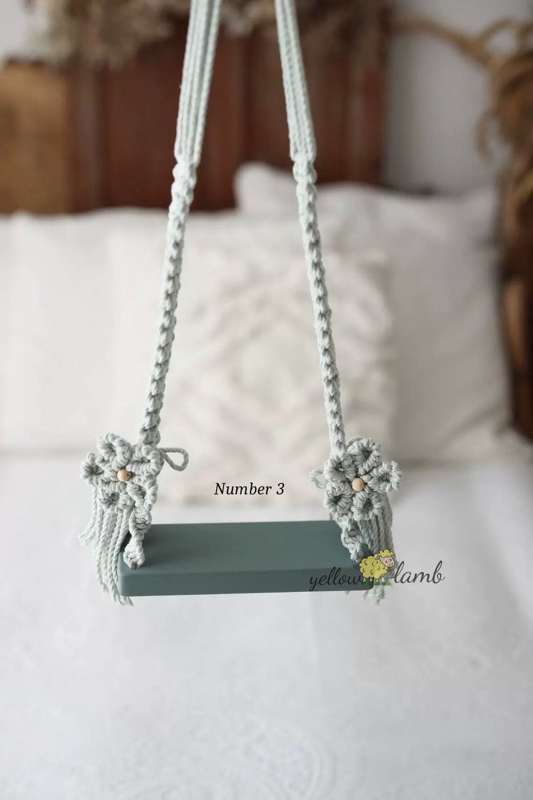 Blue version of wooden swing photo prop – perfect for baby pictures – beekaaboo.com