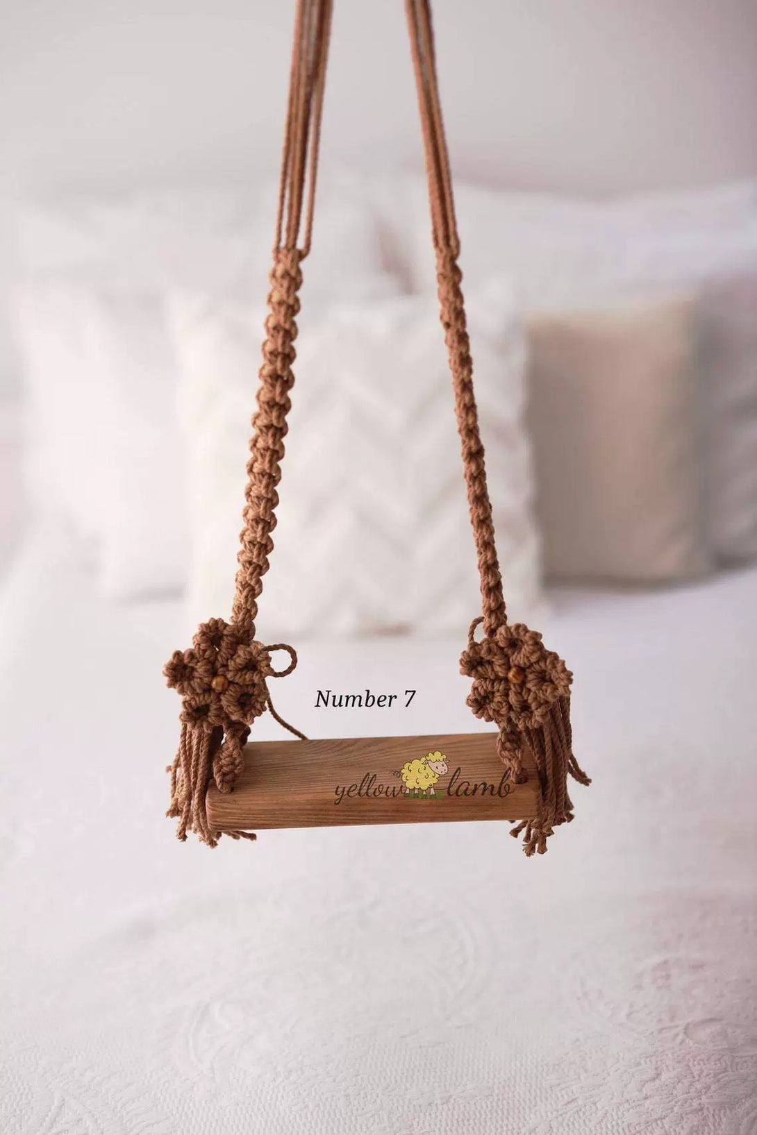 Brown version of wooden swing photo prop – perfect for baby pictures – beekaaboo.com