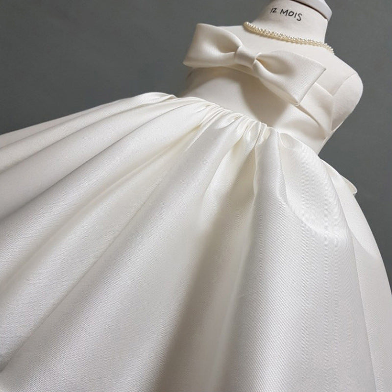 Side angle of elegant white puffy princess dress for birthdays and weddings – beekaaboo.com