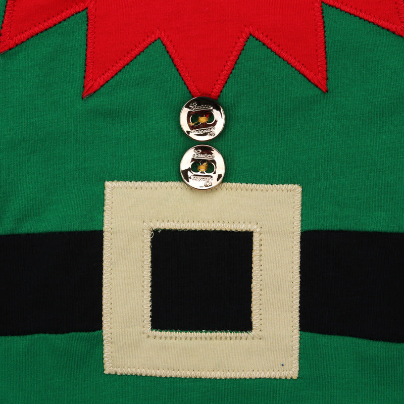 Close-up of Christmas Elf Romper Details- beekaaboo.com