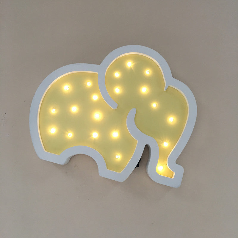 Yellow Baby Elephant LED Night Light – Wooden Nursery Wall Decor | beekaaboo.com