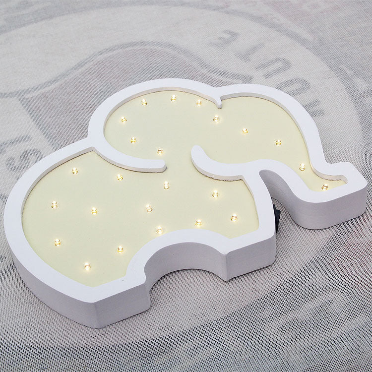 Yellow Baby Elephant LED Night Light – Wooden Nursery Wall Decor | beekaaboo.com