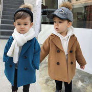 BEE KAA BOO classic lapel kids coat in blue and khaki