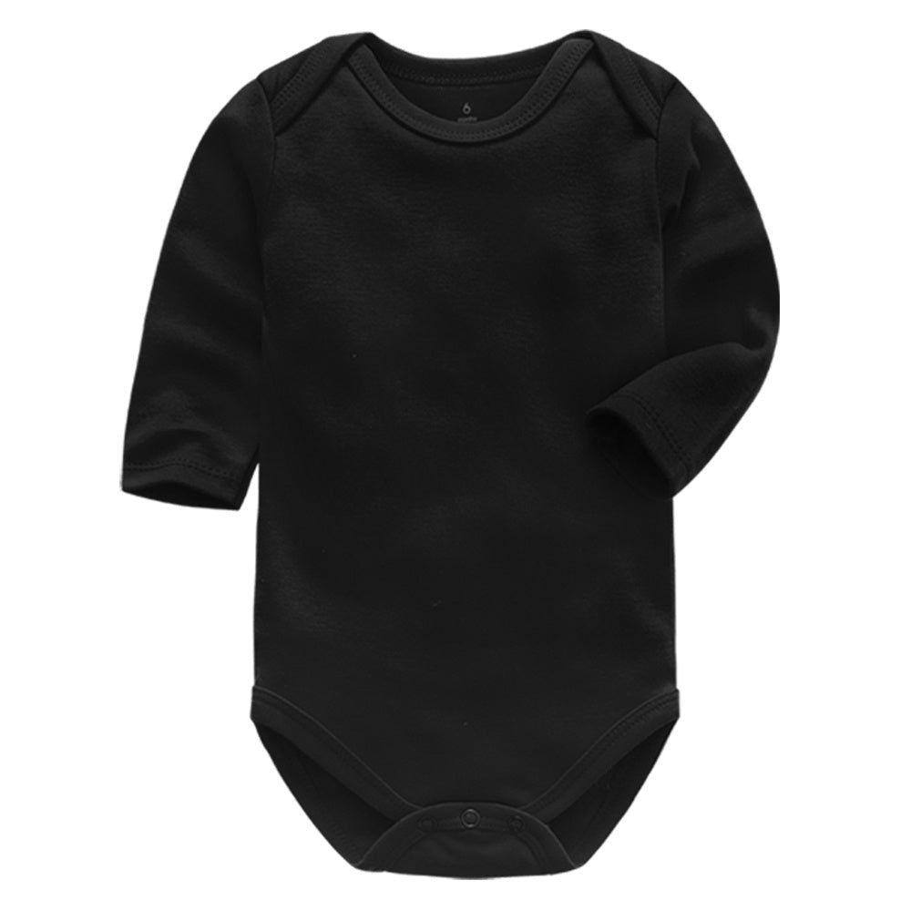 Black long-sleeved baby cotton romper – soft and comfortable –