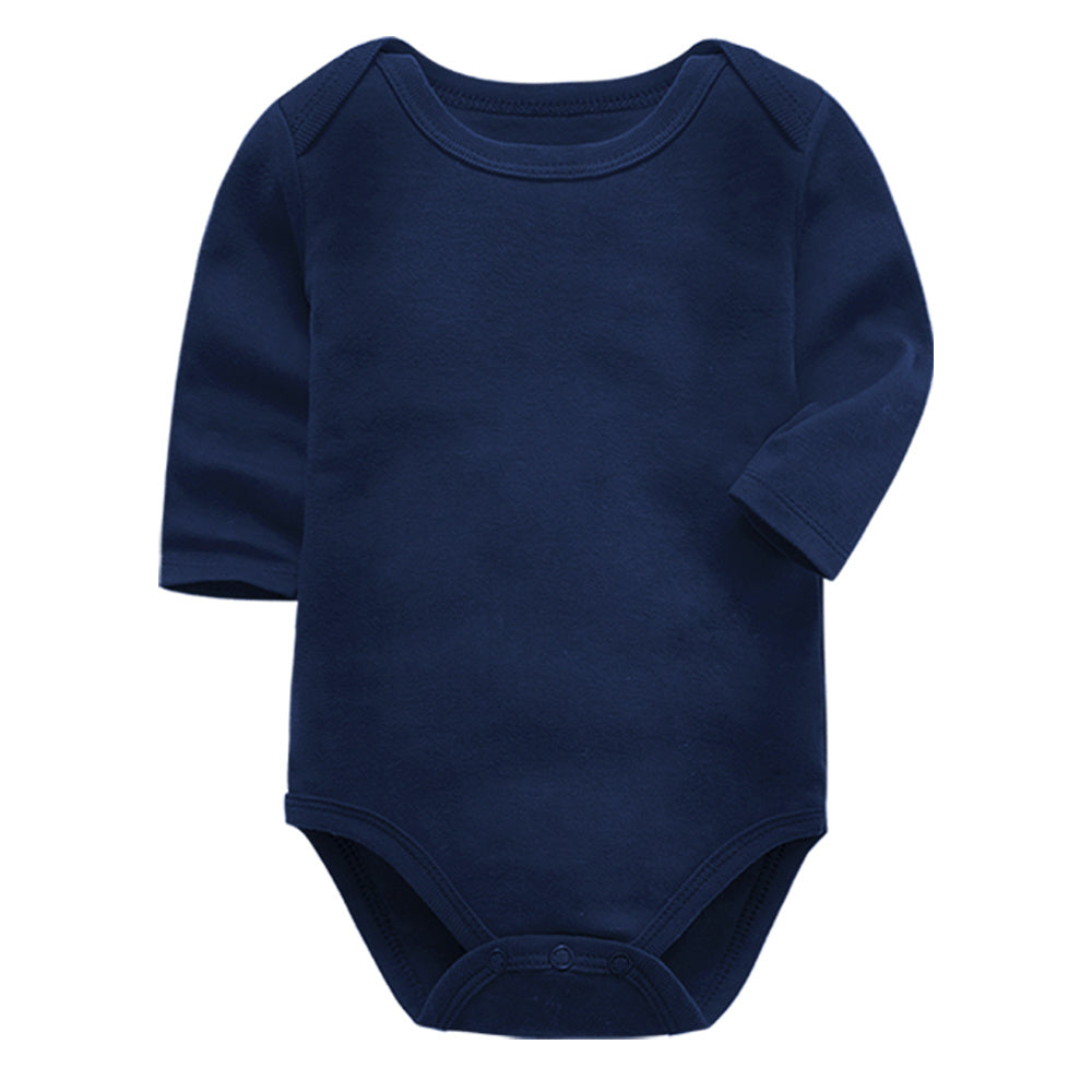 Navy blue long-sleeved baby romper – cozy infant outfit – beekaaboo.com