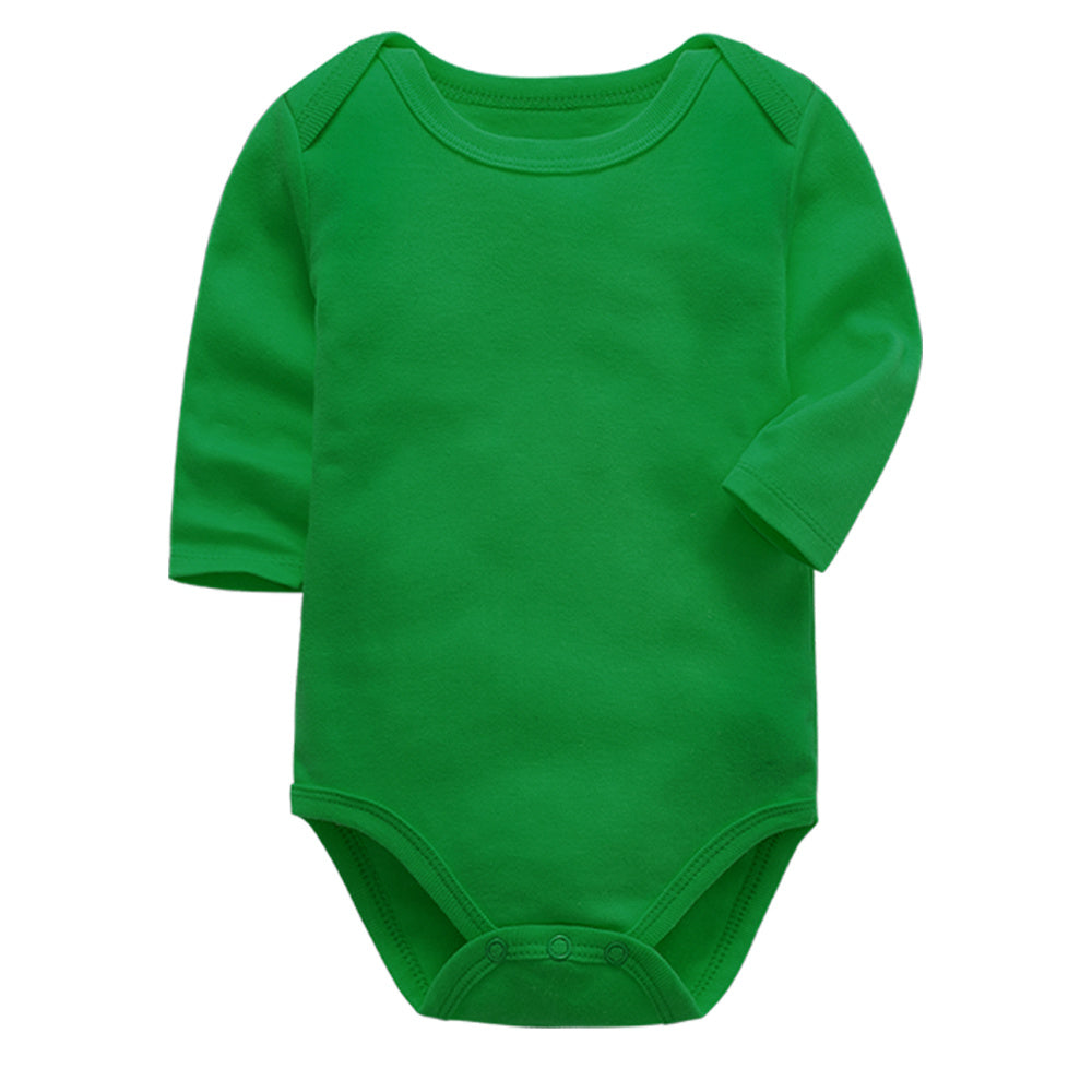 Green cotton long-sleeved baby romper – unisex infant clothing – beekaaboo.com