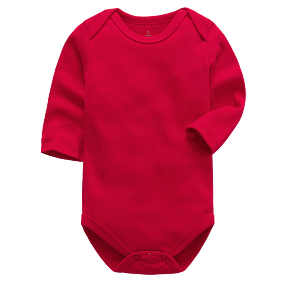 Red long-sleeved baby bodysuit – cozy and breathable cotton – beekaaboo.com