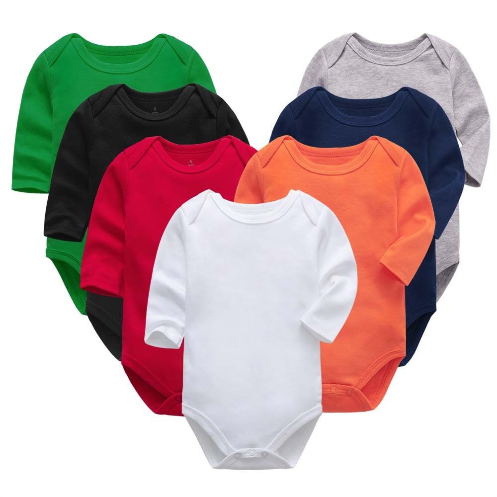 Set of baby cotton long-sleeved rompers in assorted colors – beekaaboo.com