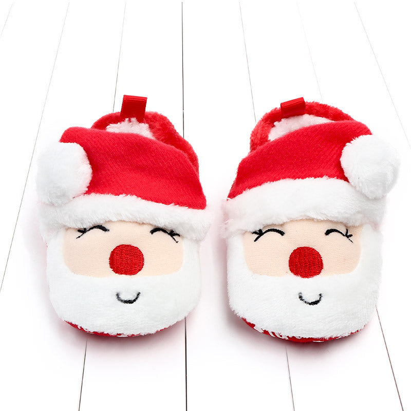 Christmas baby booties in Santa design – soft fleece toddler shoes – beekaaboo.com
