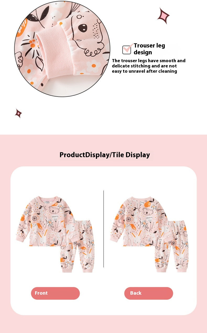 Back and front view of floral cotton two-piece outfit – beekaaboo.com