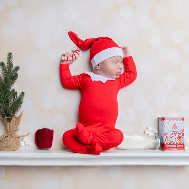 White felt collar detail of baby Christmas romper | beekaaboo.com