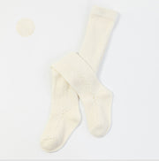 Cream white cotton pointelle baby tights soft knit beekaaboo.com