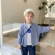 Blue plaid cotton shirt for children – overall view