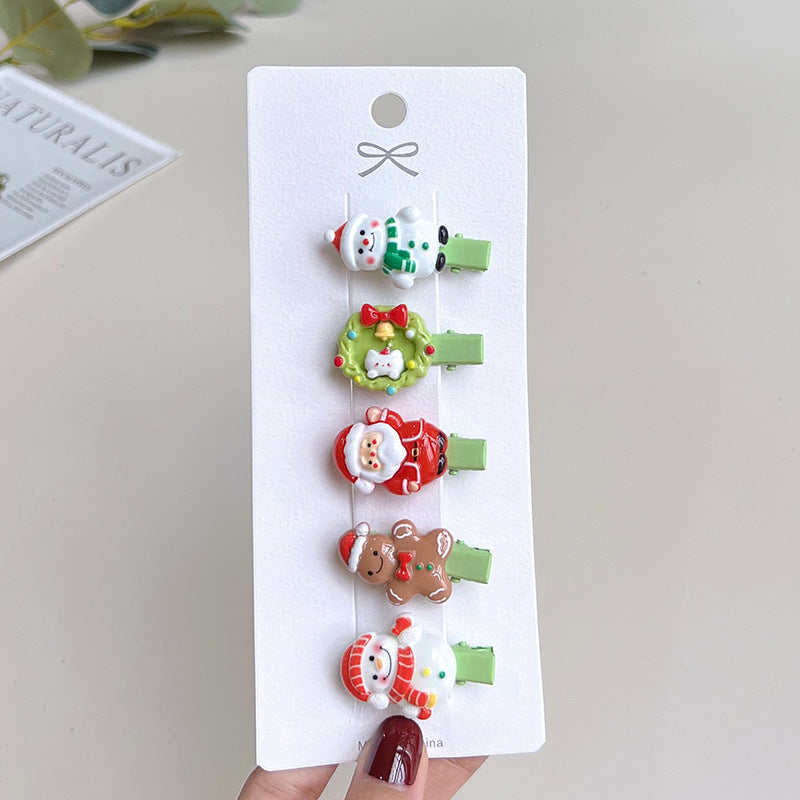 Green 5-Piece Hair Clip Set (A) – Christmas Hair Clips for Kids | beekaaboo.com