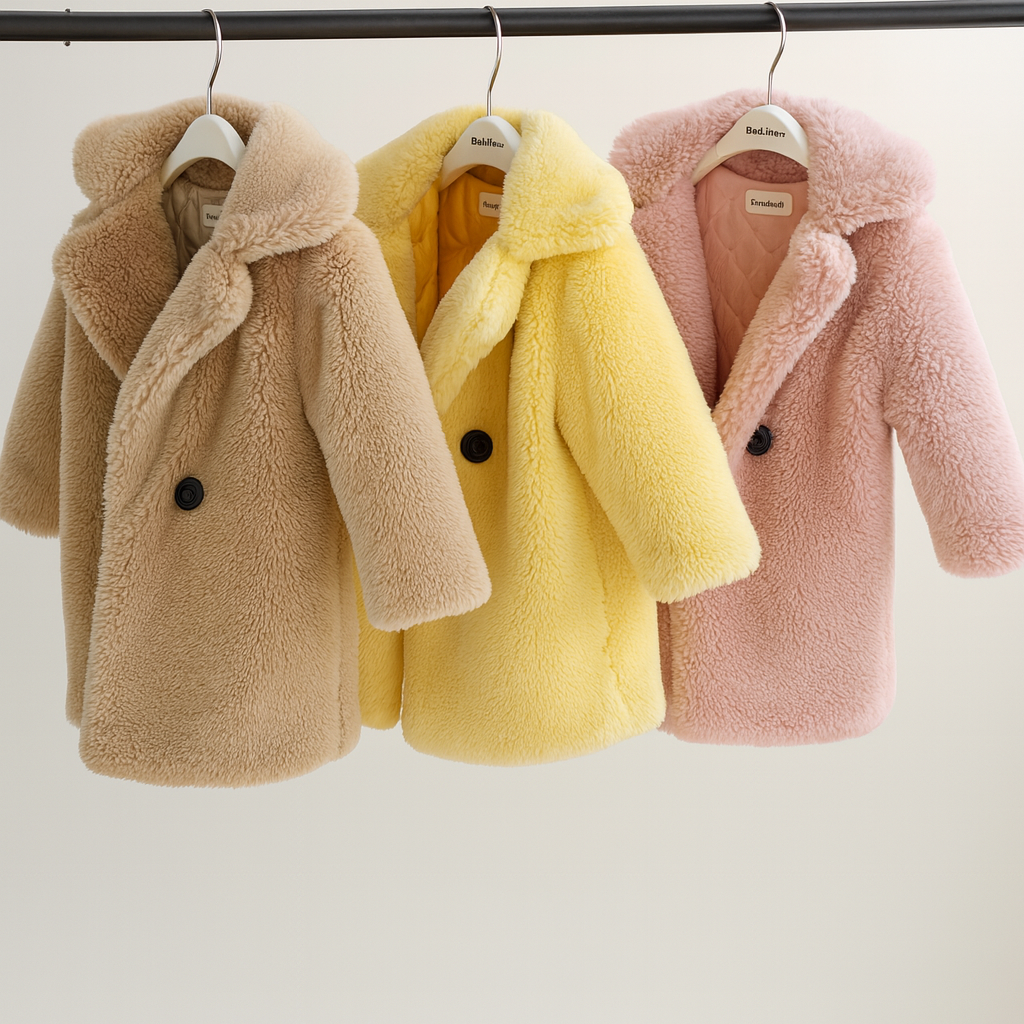 Premium Kids Faux Fur Coats in Beige, Yellow, Pink – beekaaboo.com