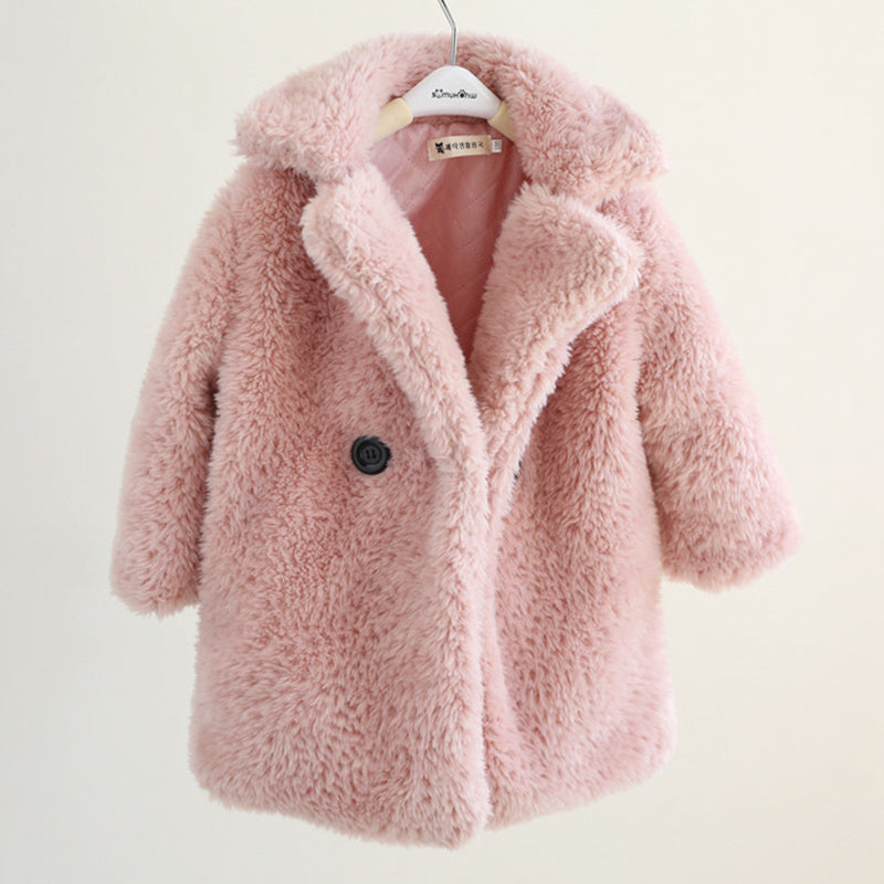 Stylish Pink Kids Faux Fur Coat – Warm Winter Jacket – beekaaboo.com